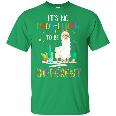 No Prob Llama To Be Different Llama Autism Awareness Gift Youth-Youth Shirt-Youth T-Shirt-Irish Green