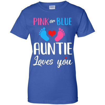 Pink Or Blue Auntie Loves You Funny Gender Reveal Party Gift-T-Shirt & Hoodie-Women's T-Shirt-Royal
