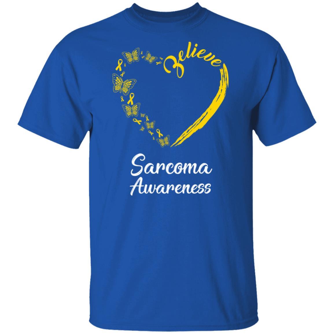 Butterfly Believe Sarcoma Awareness Ribbon Gifts-T-Shirt & Hoodie-Classic T-Shirt-Royal