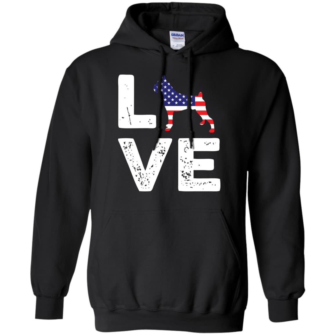 American Flag Dog Boxer Love-T-Shirt & Hoodie-Pullover Hoodie-Black