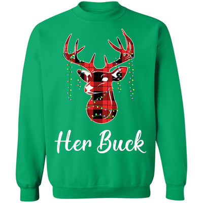 Her Buck Couples Matching Christmas Pajamas Costume Gift-T-Shirt & Sweatshirt-Crewneck Sweatshirt-Irish Green