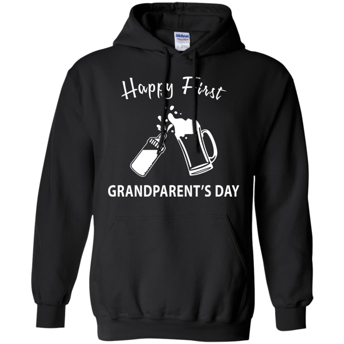 HAPPY FIRST GRANDPARENT'S DAY-T-Shirt & Hoodie-Pullover Hoodie-Black