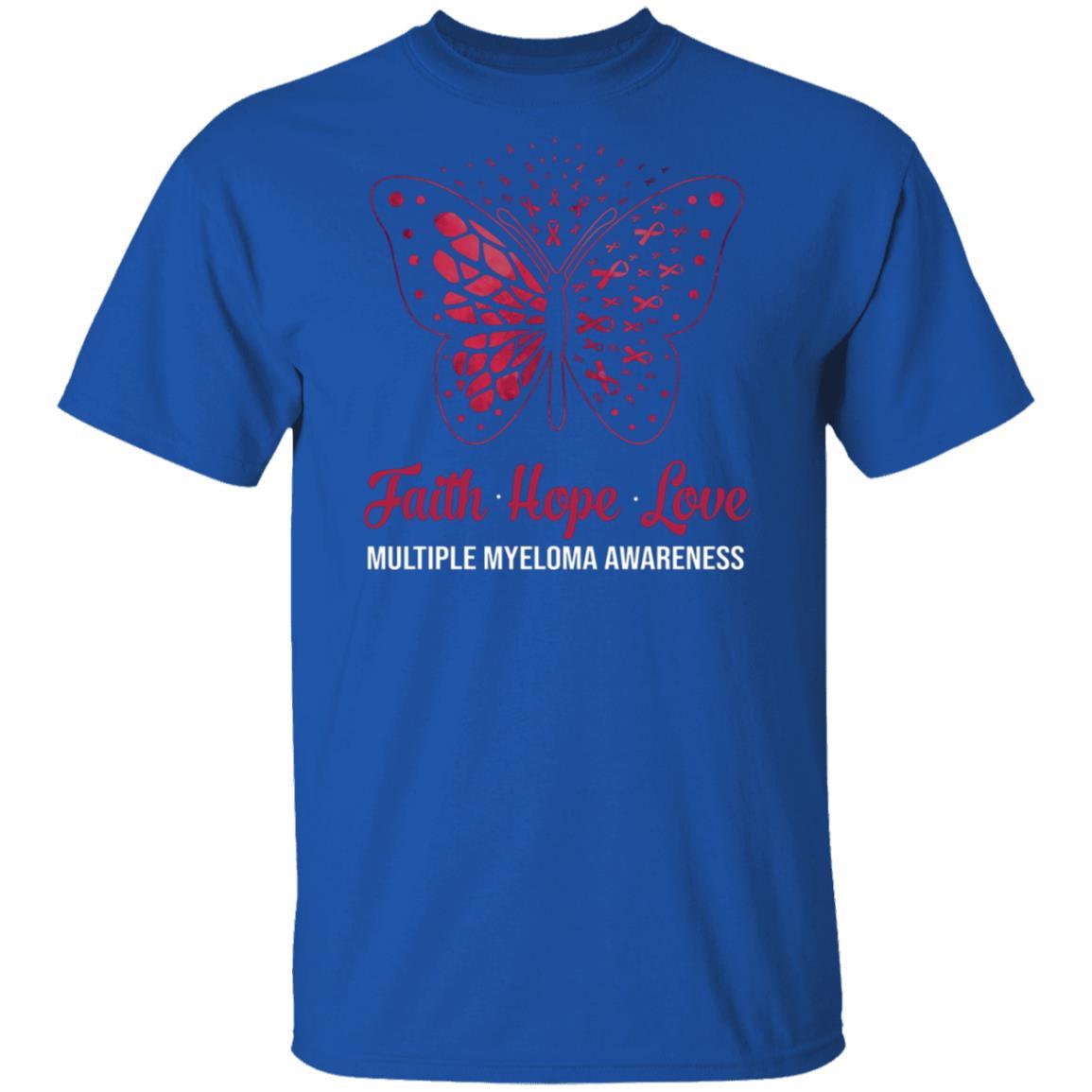 Faith Hope Love Butterfly Multiple Myeloma Awareness-T-Shirt & Hoodie-Classic T-Shirt-Royal