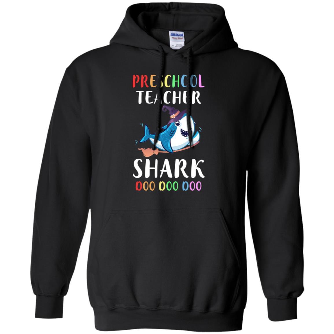 Preschool Teacher Shark Doo Doo Doo Halloween-T-Shirt & Hoodie-Pullover Hoodie-Black
