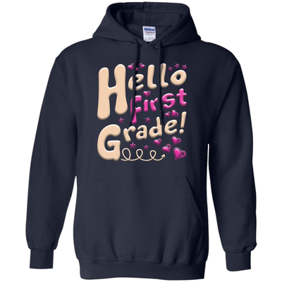 Hello First Grade First Day Of School-T-Shirt & Hoodie-Pullover Hoodie-Navy