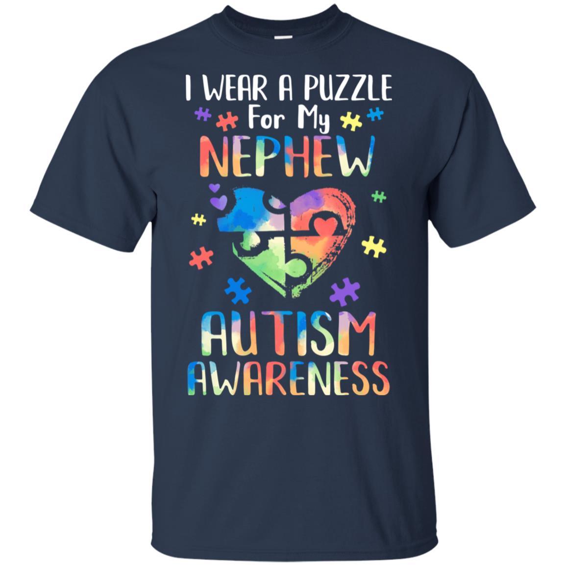 I Wear A Puzzle For My Nephew Autism Awareness-T-Shirt & Hoodie-Classic T-Shirt-Navy