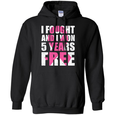 I Fought An I Won 5 Years Free Fight Support Breast Cancer-T-Shirt & Hoodie-Pullover Hoodie-Black