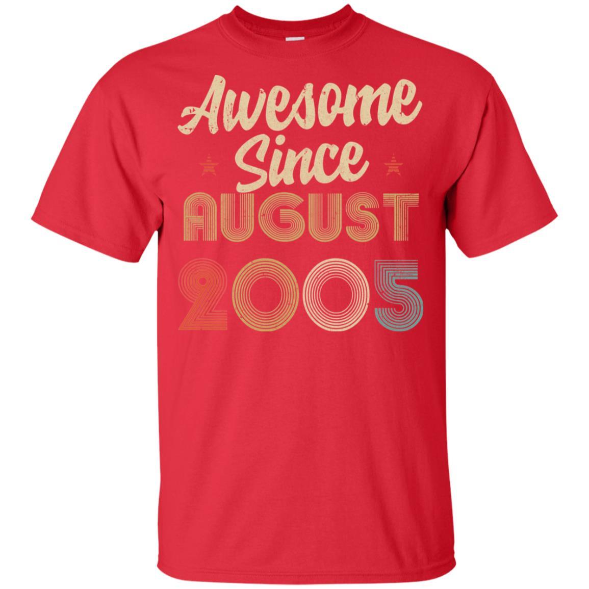 Awesome Since August 2005 Vintage 16th Birthday Gifts Youth-Youth Shirt-Youth T-Shirt-Red