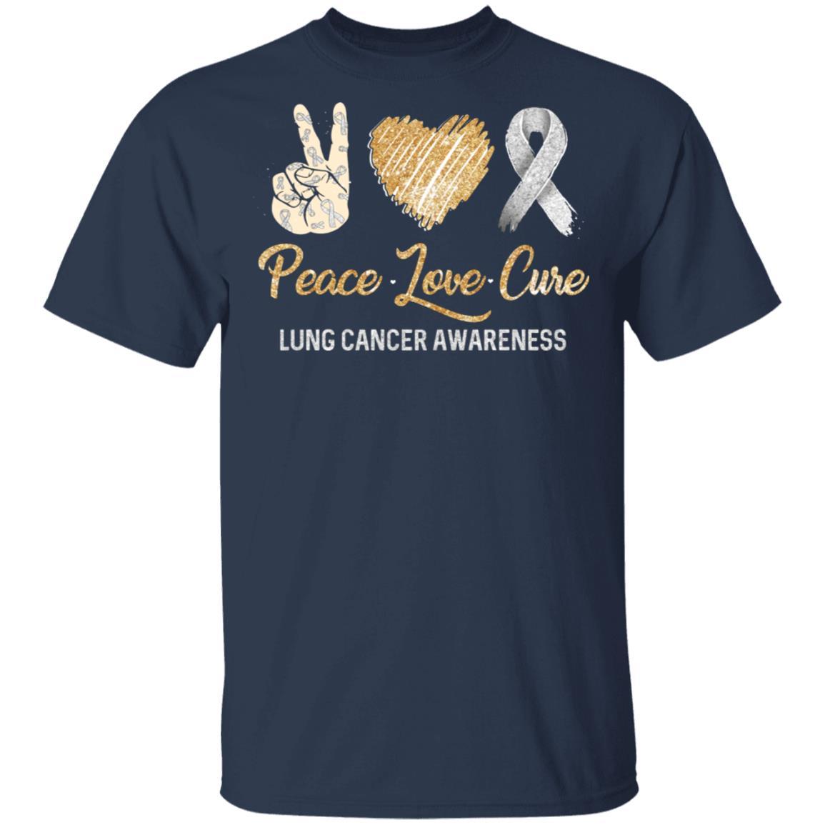 Peace Love Cure Lung Cancer Awareness-T-Shirt & Hoodie-Classic T-Shirt-Navy