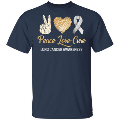 Peace Love Cure Lung Cancer Awareness-T-Shirt & Hoodie-Classic T-Shirt-Navy