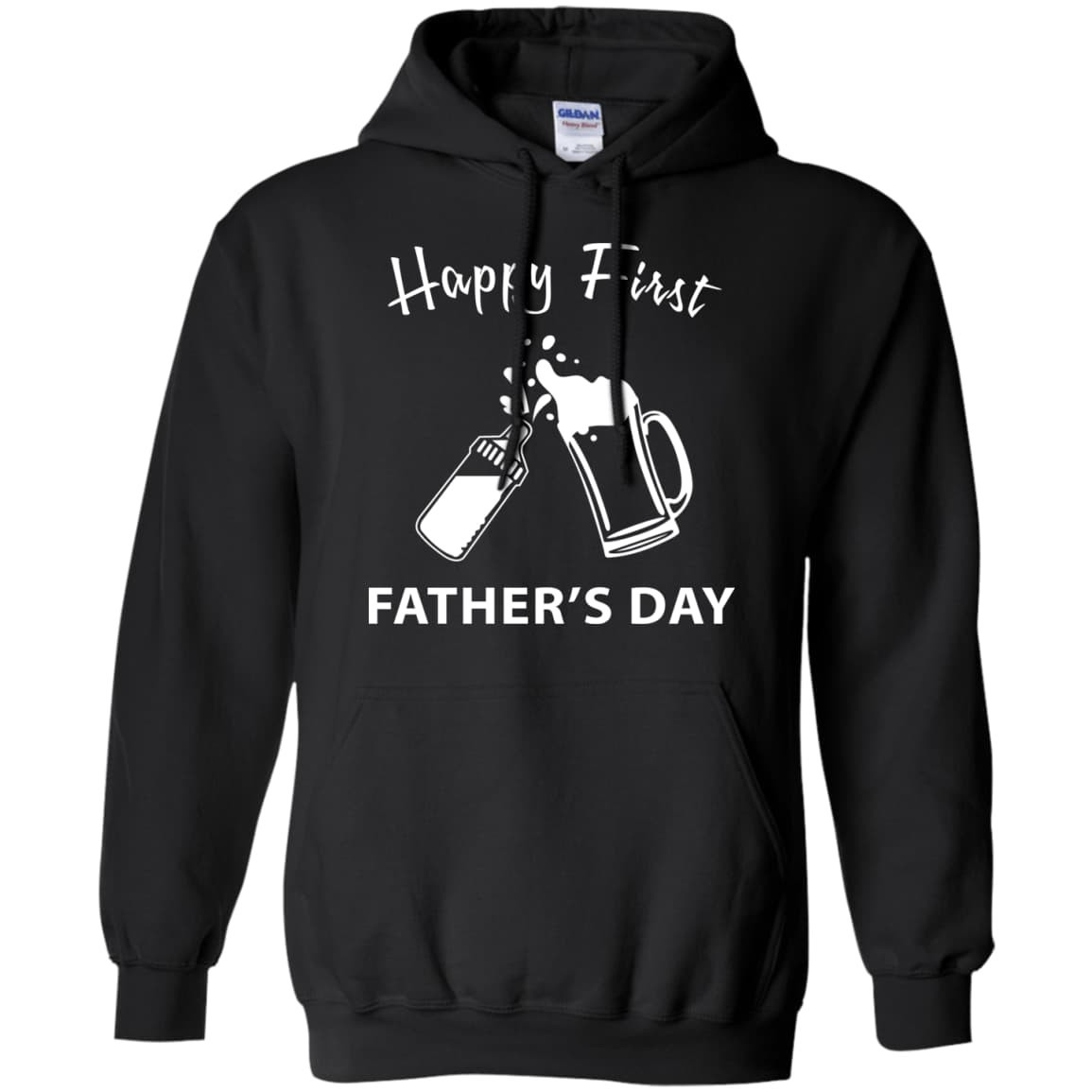 Happy First Father's Day-T-Shirt & Hoodie-Pullover Hoodie-Black