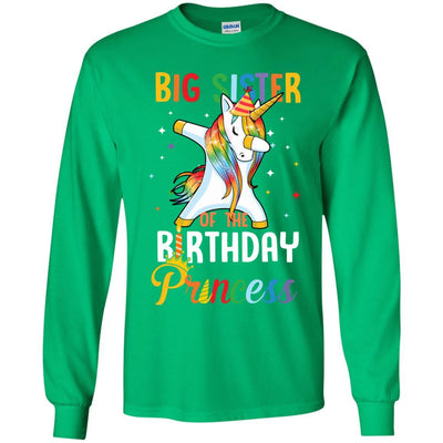 Proud Big Sister Of A Birthday Princess Unicorn Dab Youth-Youth Shirt-Youth Long Sleeve T-Shirt-Irish Green