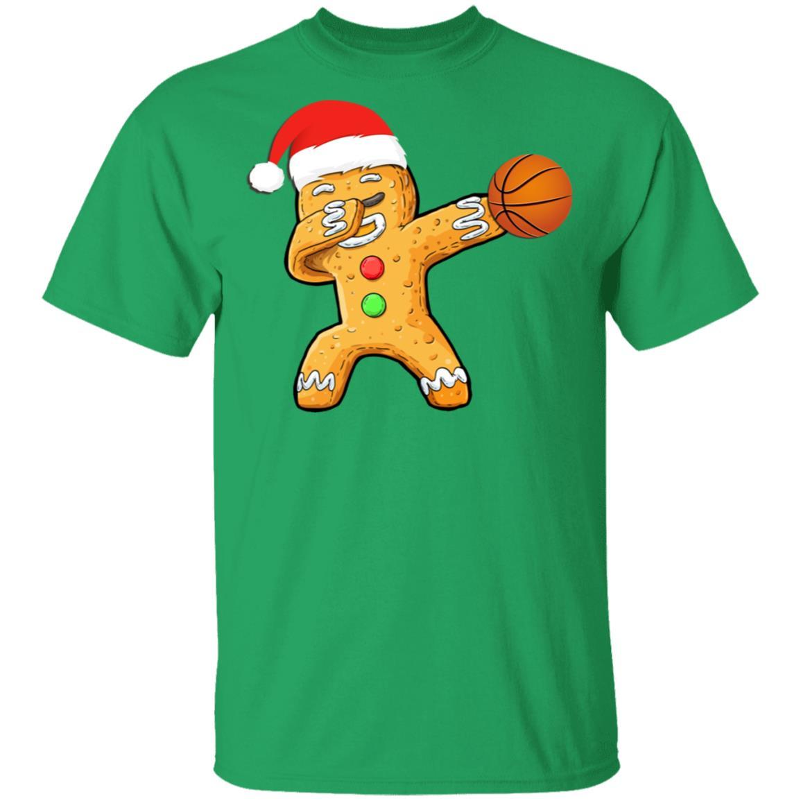 Dabbing Gingerbread Santa Basketball Christmas Pajama Gifts-T-Shirt & Sweatshirt-Classic T-Shirt-Irish Green
