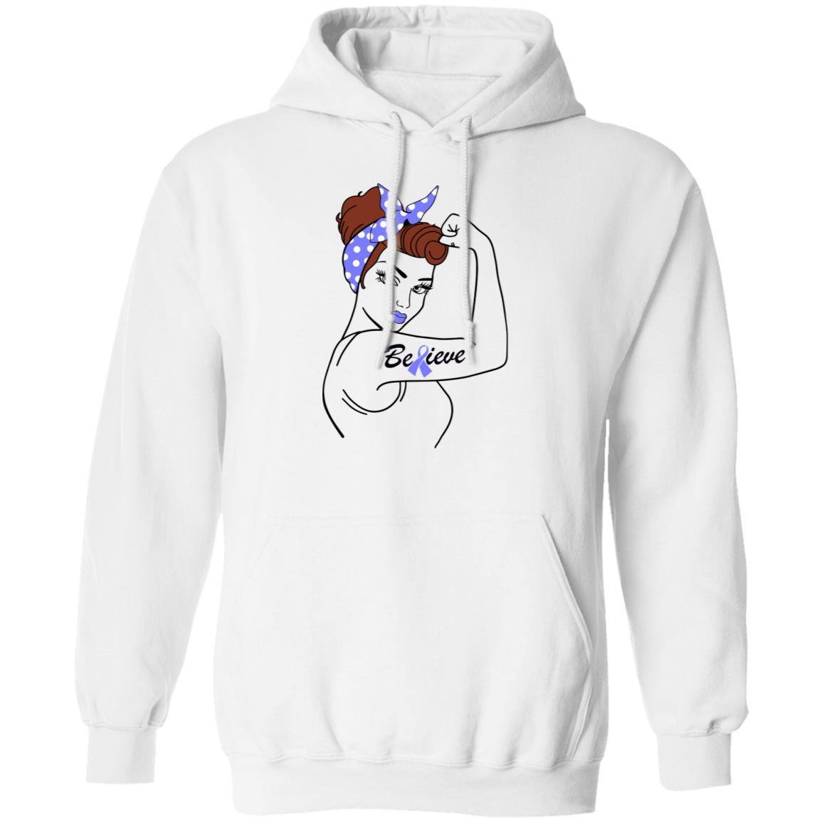 Support Stomach Cancer Awareness Warrior Believe-T-Shirt & Hoodie-Pullover Hoodie-White