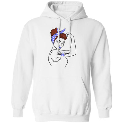 Support Stomach Cancer Awareness Warrior Believe-T-Shirt & Hoodie-Pullover Hoodie-White