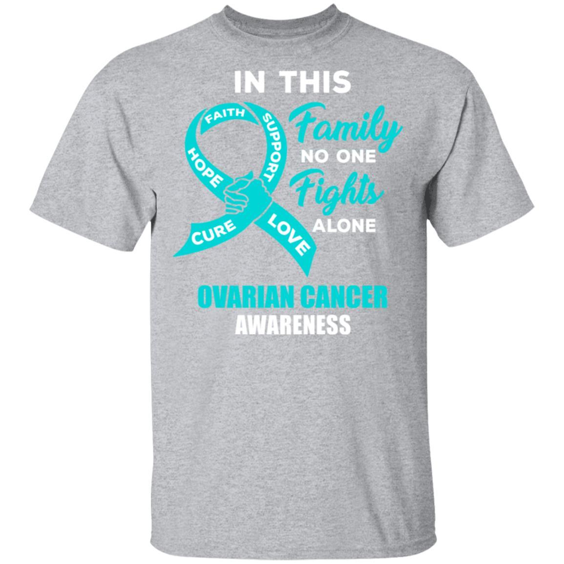 In This School No One Fights Ovarian Cancer Awareness Alone-T-Shirt & Hoodie-Classic T-Shirt-Sport Grey
