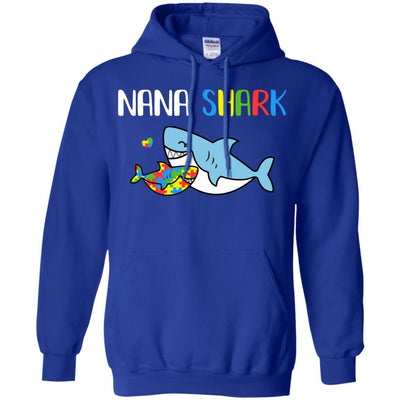 Nana Shark Support Autism Awareness For Grandchild-T-Shirt & Hoodie-Pullover Hoodie-Royal
