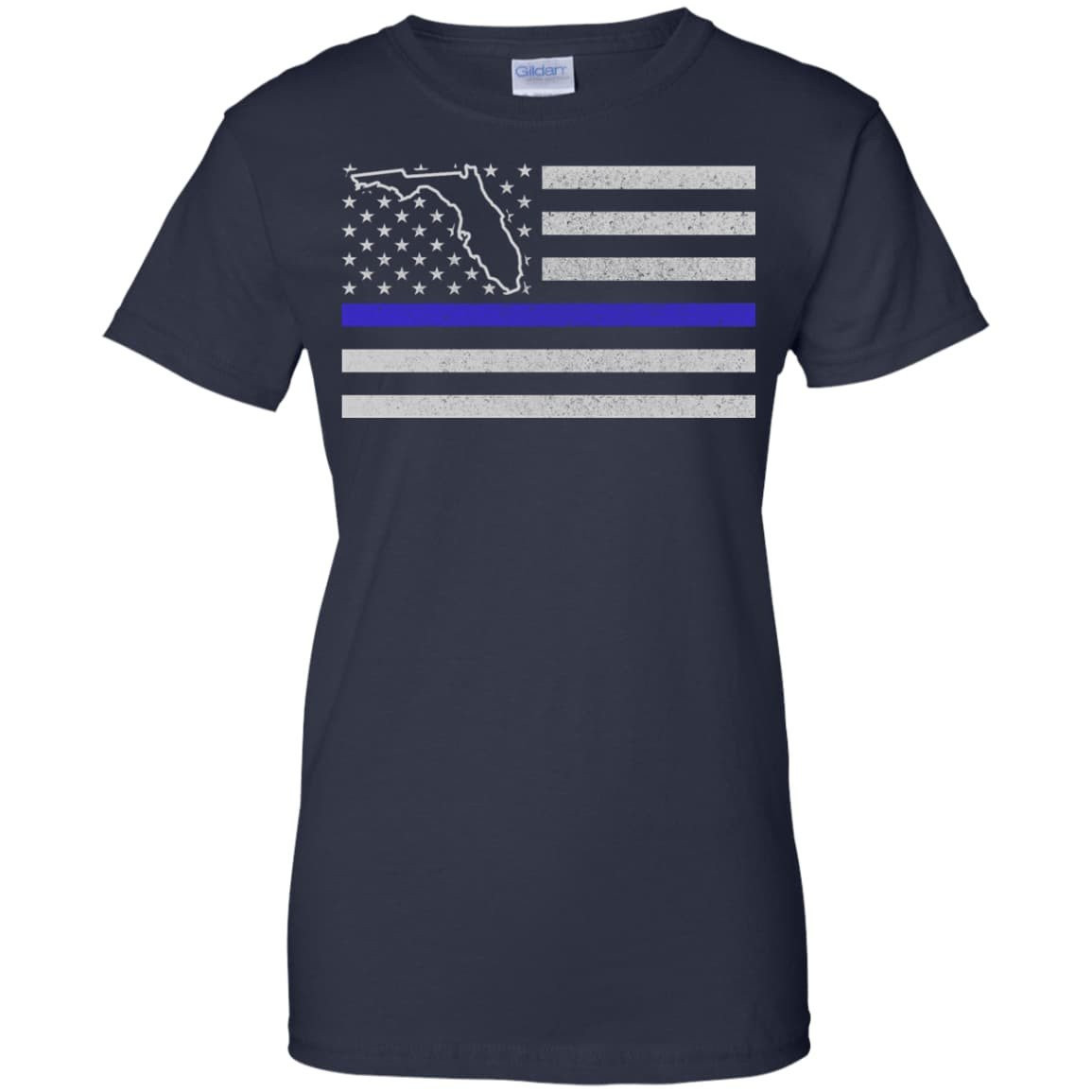 Florida Thin Blue Line Police State-T-Shirt & Hoodie-Women's T-Shirt-Navy
