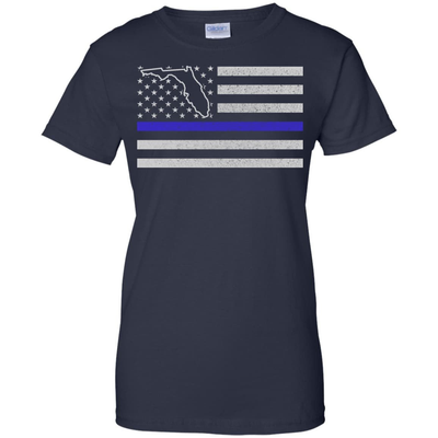 Florida Thin Blue Line Police State-T-Shirt & Hoodie-Women's T-Shirt-Navy