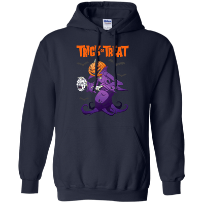 Trick Or Treat Pumpkin Zombie Halloween-T-Shirt & Hoodie-Pullover Hoodie-Navy