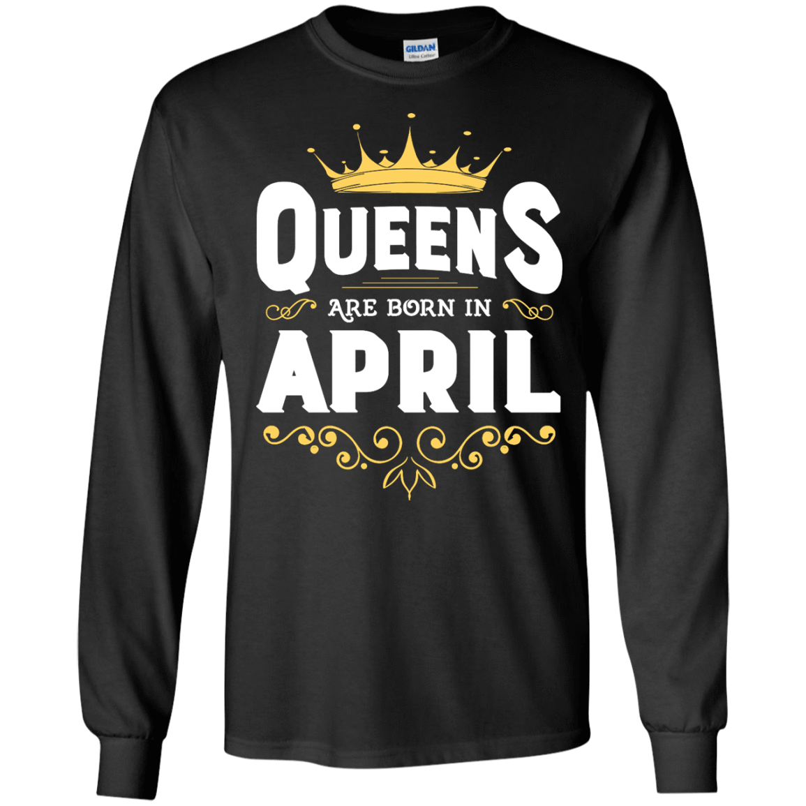 Queens Are Born In April-T-Shirt & Hoodie-Long Sleeve T-Shirt-Black