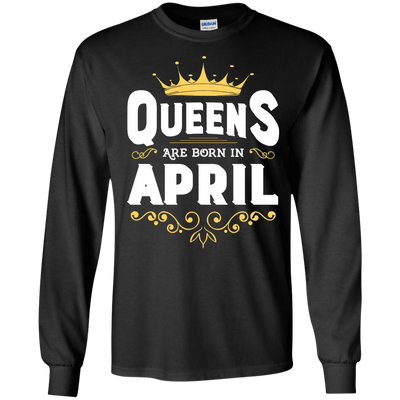 Queens Are Born In April-T-Shirt & Hoodie-Long Sleeve T-Shirt-Black