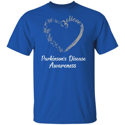 Butterfly Believe Parkinson's Disease Awareness Ribbon Gifts-T-Shirt & Hoodie-Classic T-Shirt-Royal