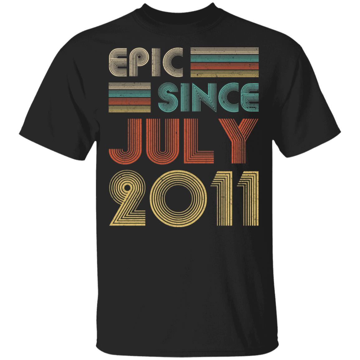 Epic Since July 2011 Vintage 10th Birthday Gifts Youth-Youth Shirt-Youth T-Shirt-Black