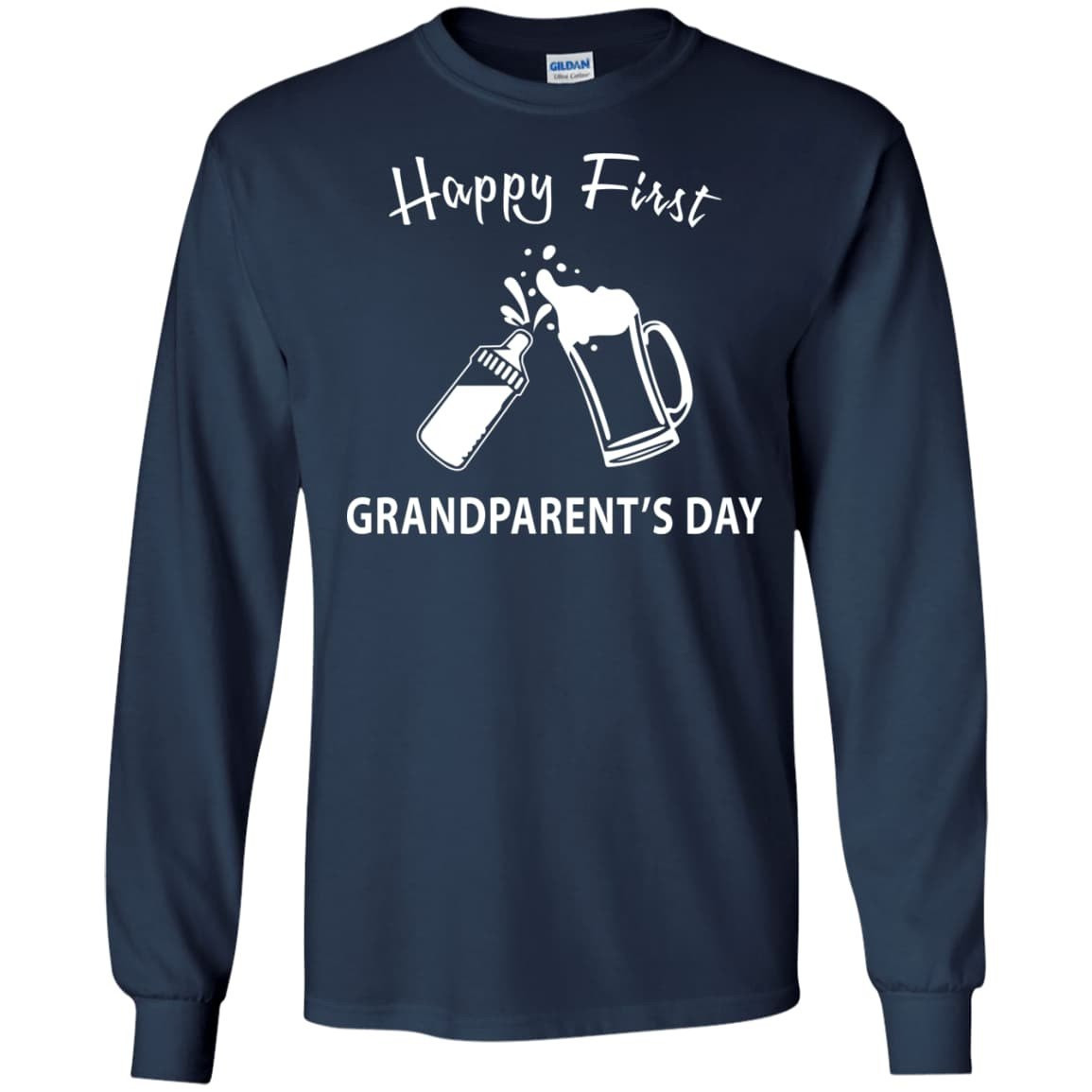 HAPPY FIRST GRANDPARENT'S DAY-T-Shirt & Hoodie-Long Sleeve T-Shirt-Navy