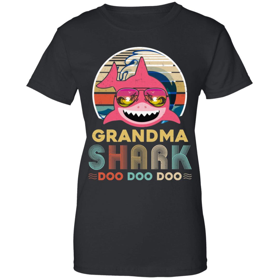 Retro Vintage Grandma Shark Doo Doo Doo-T-Shirt & Hoodie-Women's T-Shirt-Black