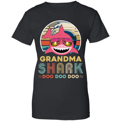 Retro Vintage Grandma Shark Doo Doo Doo-T-Shirt & Hoodie-Women's T-Shirt-Black