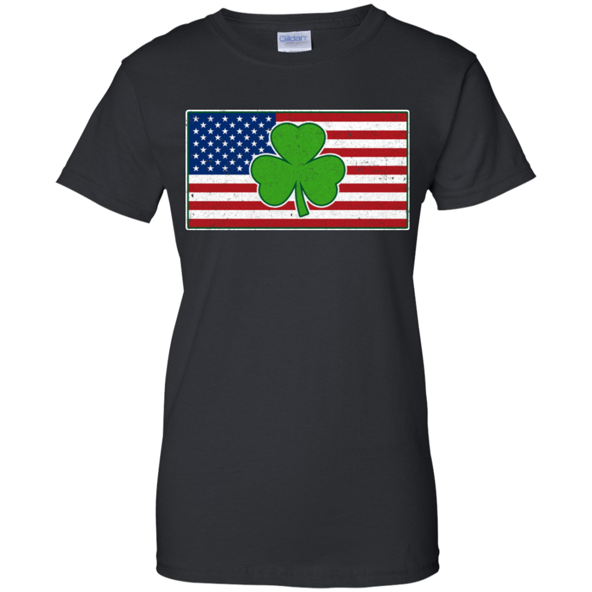 Shamrock Ireland USA Irish American Flag Gift-T-Shirt & Hoodie-Women's T-Shirt-Black