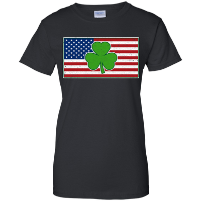 Shamrock Ireland USA Irish American Flag Gift-T-Shirt & Hoodie-Women's T-Shirt-Black