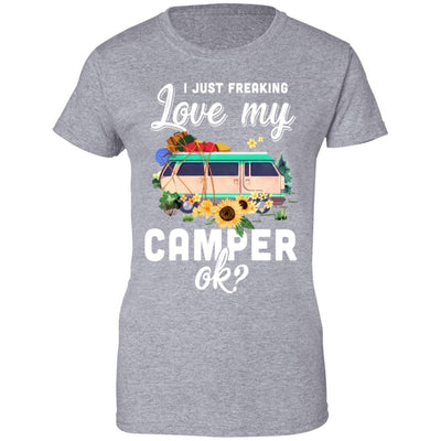 I Just Freaking Love My Camper Ok Funny Camping Loves Gift-T-Shirt & Tank Top-Women's T-Shirt-Sport Grey