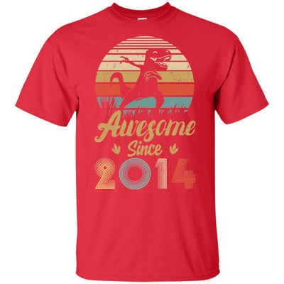 Awesome Since 2014 7th Years Old Dinosaur Birthday Gift Youth-Youth Shirt-Youth T-Shirt-Red
