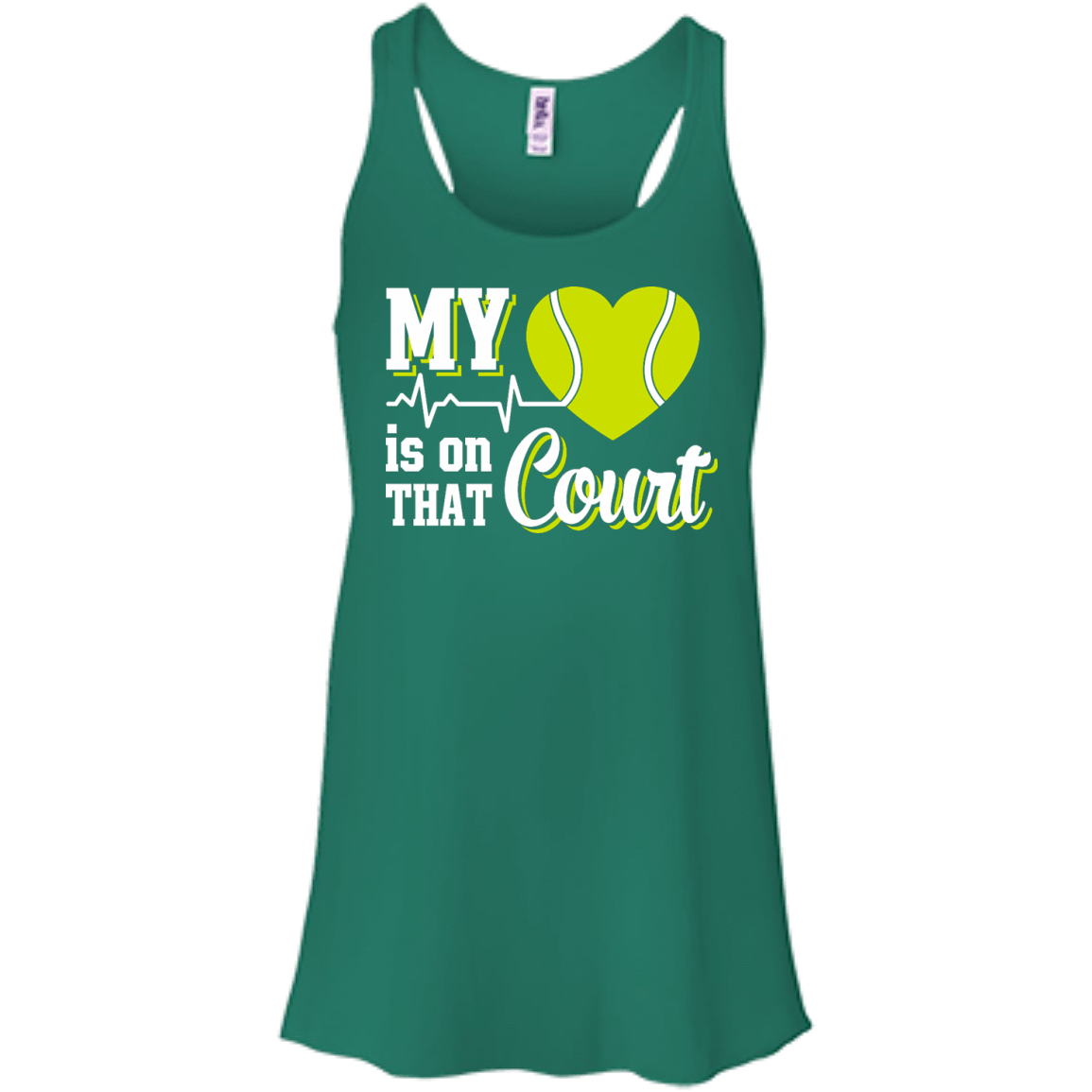 My Heart Is On That Court Tennis T Shirt-T-Shirt & Hoodie-Women's Flowy Racerback Tank-Kelly