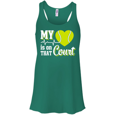 My Heart Is On That Court Tennis T Shirt-T-Shirt & Hoodie-Women's Flowy Racerback Tank-Kelly