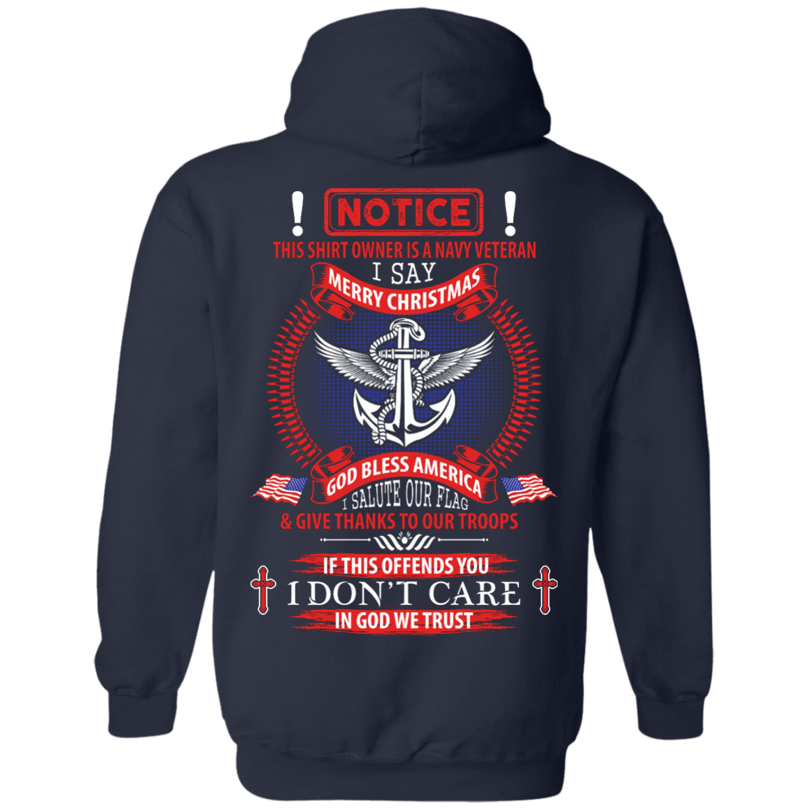 Notice This Shirt Owner Is A Navy Veteran-T-Shirt & Hoodie-Pullover Hoodie-Navy