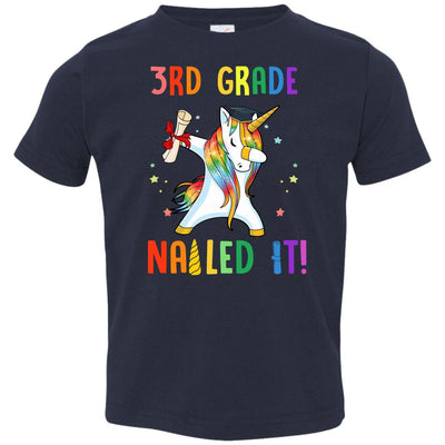 Dabbing 3rd Grade Unicorn Nailed It Graduation Class Of 2021 Youth-Youth Shirt-Toddler T-Shirt-Navy