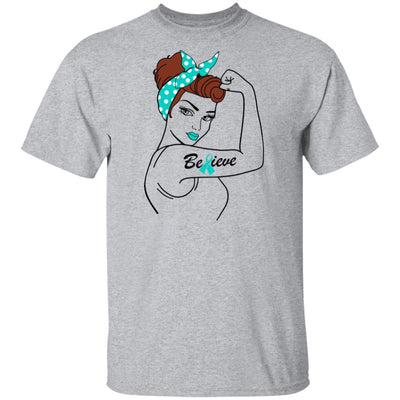 Support Ovarian Cancer Awareness Warrior Believe-T-Shirt & Hoodie-Classic T-Shirt-Sport Grey