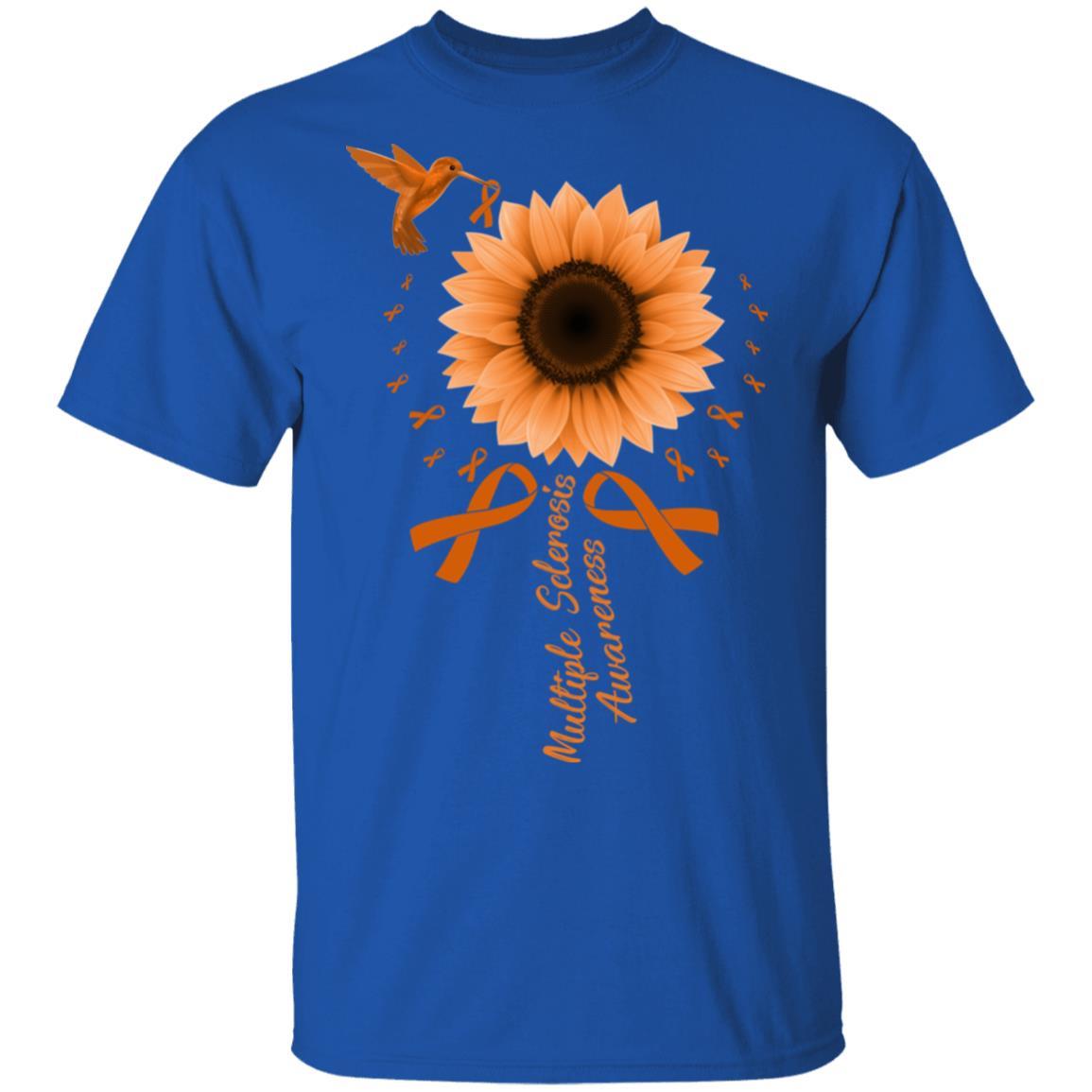 Hummingbird Sunflower Orange Multiple Sclerosis Awareness-T-Shirt & Hoodie-Classic T-Shirt-Royal