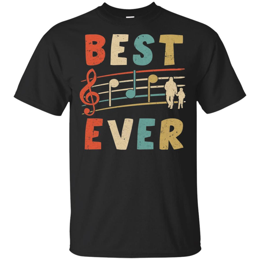 Vintage Retro Best Dad Ever Treble Clef Music Fathers Day Gift-T-Shirt & Hoodie-Classic T-Shirt-Black