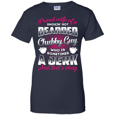 Proud Wife Of A Smokin' Hot Bearded Chubby Guy-T-Shirt & Hoodie-Women's T-Shirt-Navy