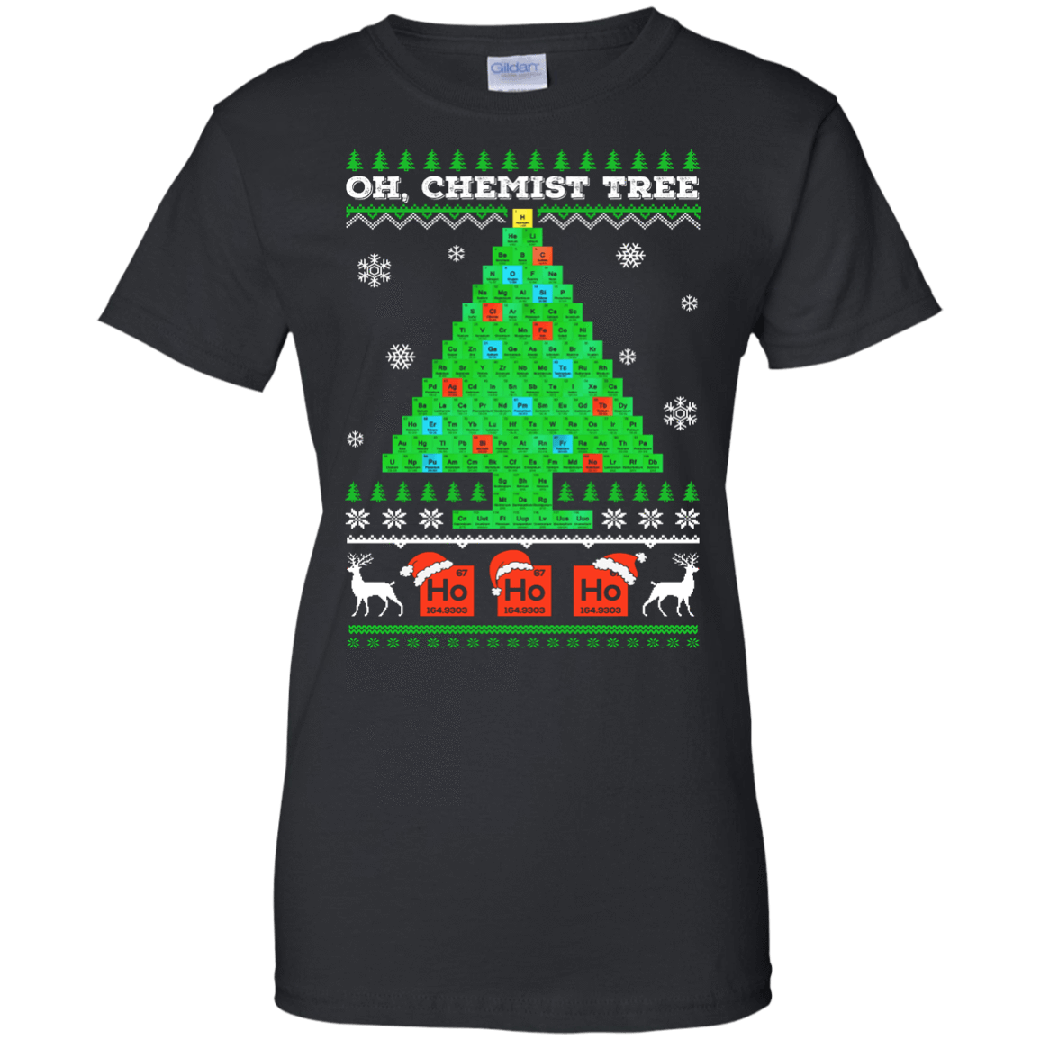 Oh Chemistry Tree Science Christmas Ugly Sweater-T-Shirt & Hoodie-Women's T-Shirt-Black