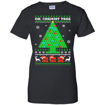Oh Chemistry Tree Science Christmas Ugly Sweater-T-Shirt & Hoodie-Women's T-Shirt-Black