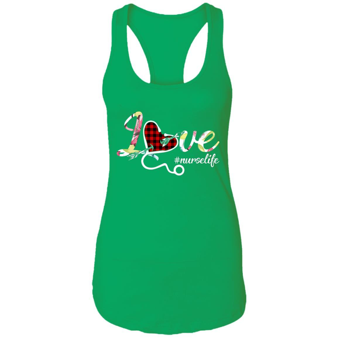 Funny Nurse Life Love Nursing Birthday Gift Idea-T-Shirt & Tank Top-Women's Ideal Racerback Tank-Kelly Green