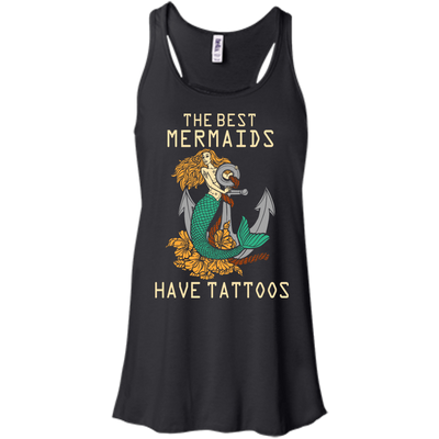 The Best Mermaids Have Tattoos-T-Shirt & Hoodie-Women's Flowy Racerback Tank-Black