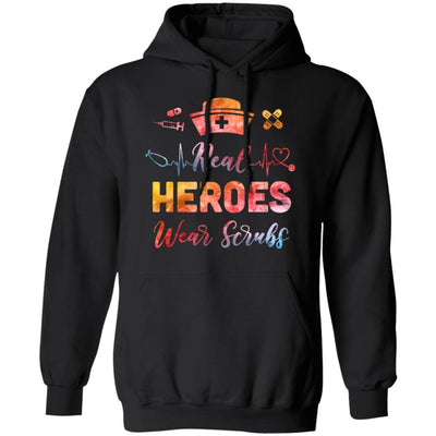 Nurse Nursing Strong Real Heroes Wear Scrubs Women Gifts-T-Shirt & Tank Top-Pullover Hoodie-Black