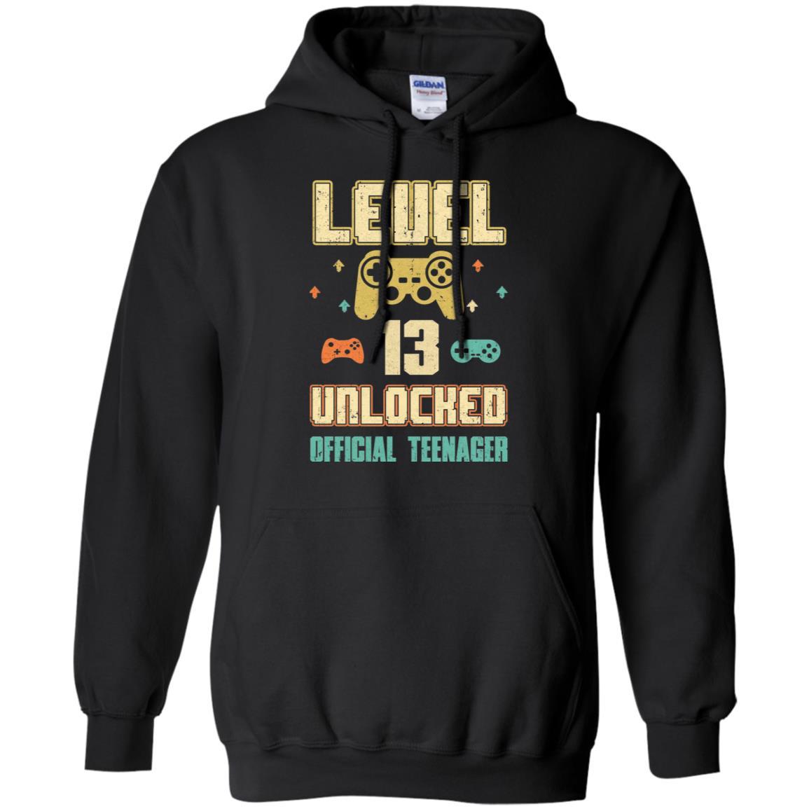 Official Teenager 13th Birthday Level 13 Unlocked-T-Shirt & Hoodie-Pullover Hoodie-Black