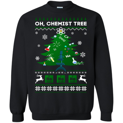 Oh Chemistry Tree Science Christmas Ugly Sweater Gift-T-Shirt & Hoodie-Crewneck Sweatshirt-Black